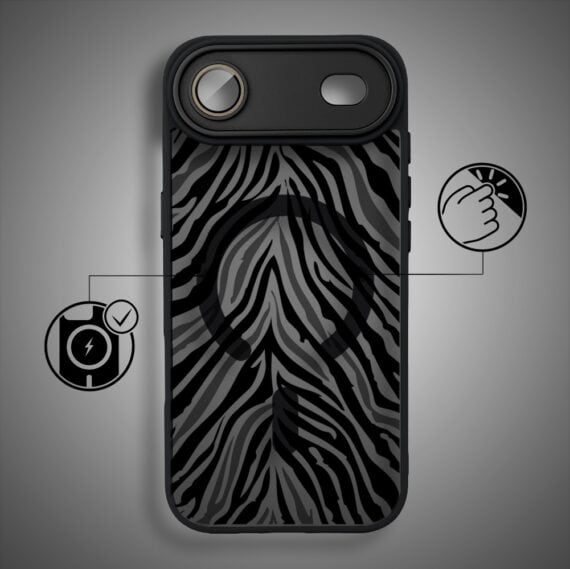 Etui do iPhone Air Color Flush z MagSafe, z osłoną aparatu, hipnotyczna zebra, czarne (8)
