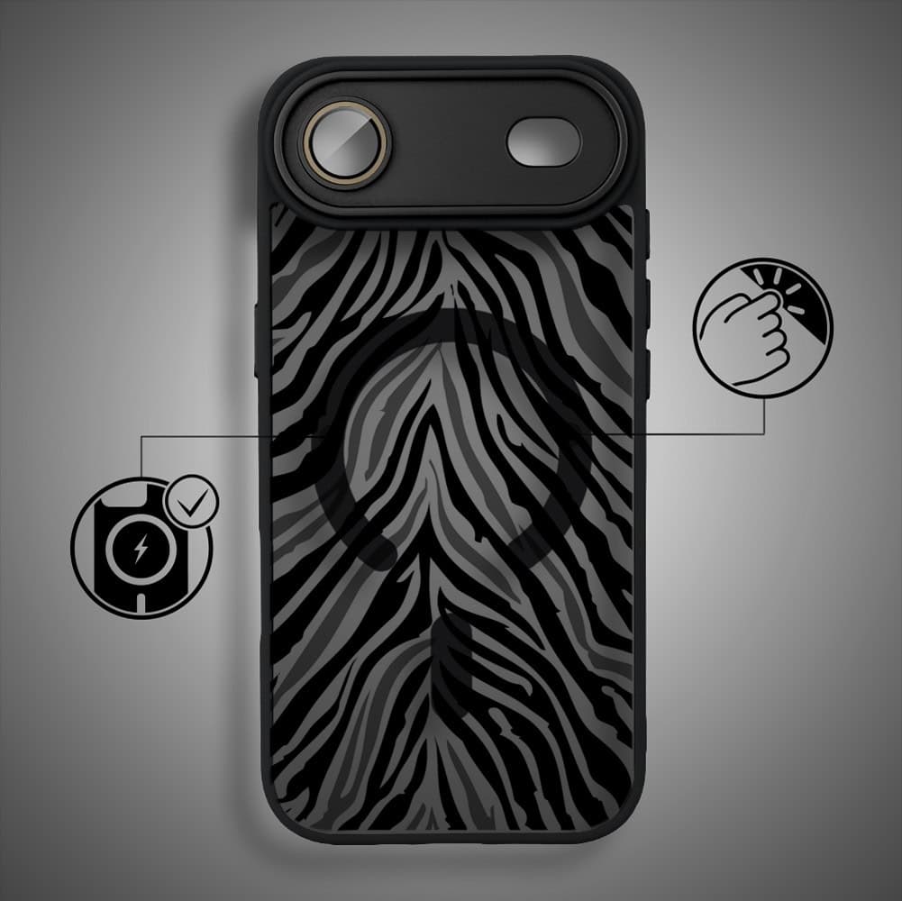 Etui do iPhone Air Color Flush z MagSafe, z osłoną aparatu, hipnotyczna zebra, czarne (8)