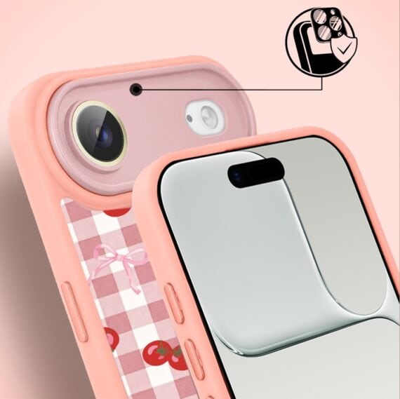 Etui do iPhone Air Color Flush z MagSafe, z osłoną aparatu, kratka pomodoro, różowe (2)