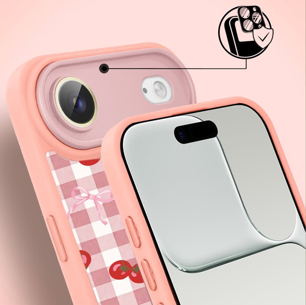 Etui do iPhone Air Color Flush z MagSafe, z osłoną aparatu, kratka pomodoro, różowe (2)