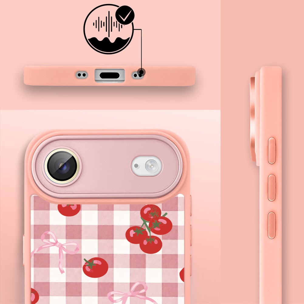 Etui do iPhone Air Color Flush z MagSafe, z osłoną aparatu, kratka pomodoro, różowe (3)