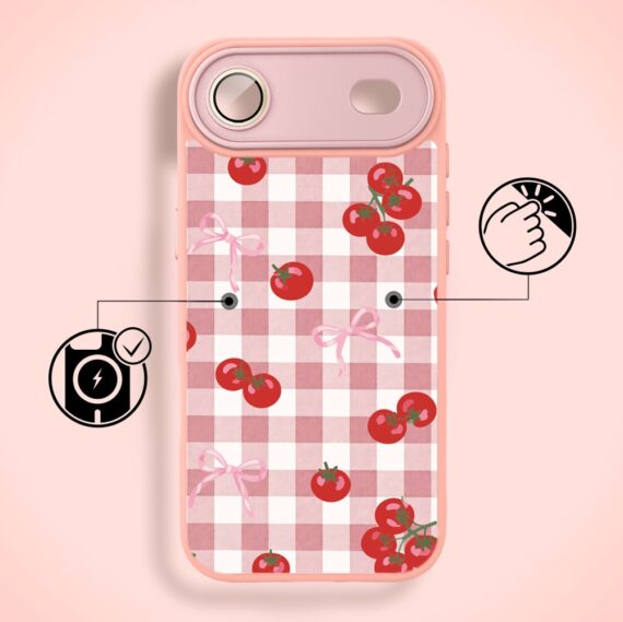 Etui do iPhone Air Color Flush z MagSafe, z osłoną aparatu, kratka pomodoro, różowe (7)