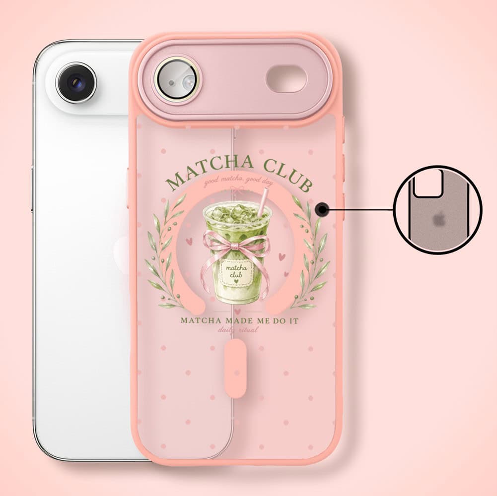 Etui do iPhone Air Color Flush z MagSafe, z osłoną aparatu, matcha club, różowe (2)