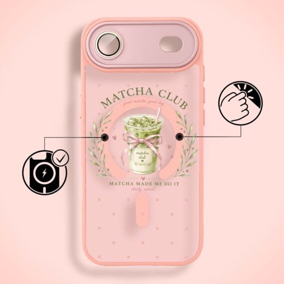 Etui do iPhone Air Color Flush z MagSafe, z osłoną aparatu, matcha club, różowe (5)