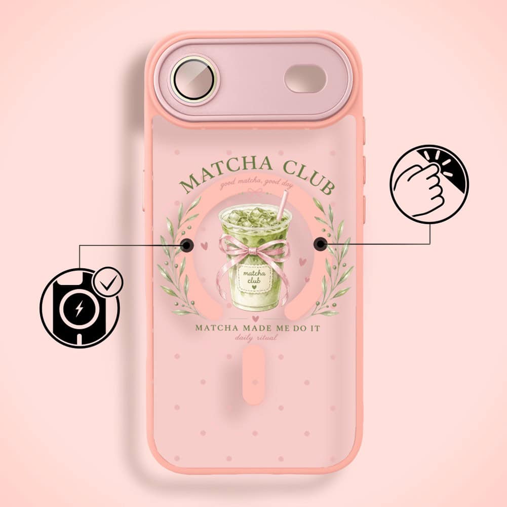Etui do iPhone Air Color Flush z MagSafe, z osłoną aparatu, matcha club, różowe (5)