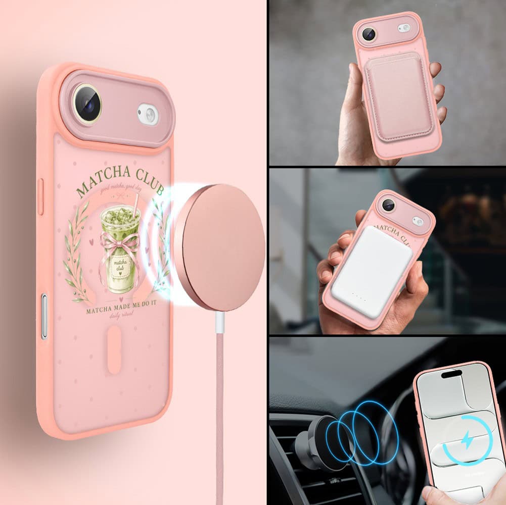 Etui do iPhone Air Color Flush z MagSafe, z osłoną aparatu, matcha club, różowe (6)