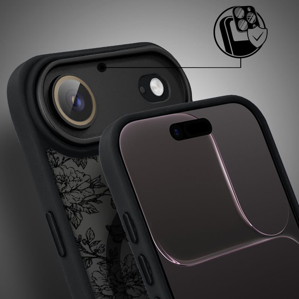 Etui do iPhone Air Color Flush z MagSafe, z osłoną aparatu, nocna botanika, czarne (3)