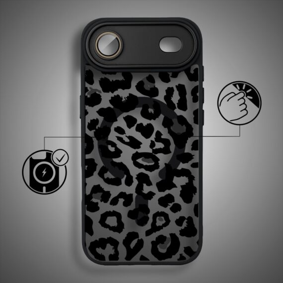 Etui do iPhone Air Color Flush z MagSafe, z osłoną aparatu, subtelna panterka, czarne (8)