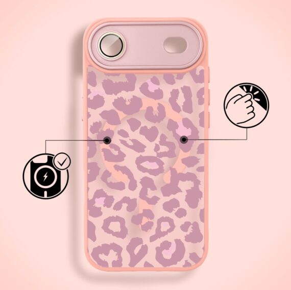 Etui do iPhone Air Color Flush z MagSafe, z osłoną aparatu, subtelna panterka, różowe (3)