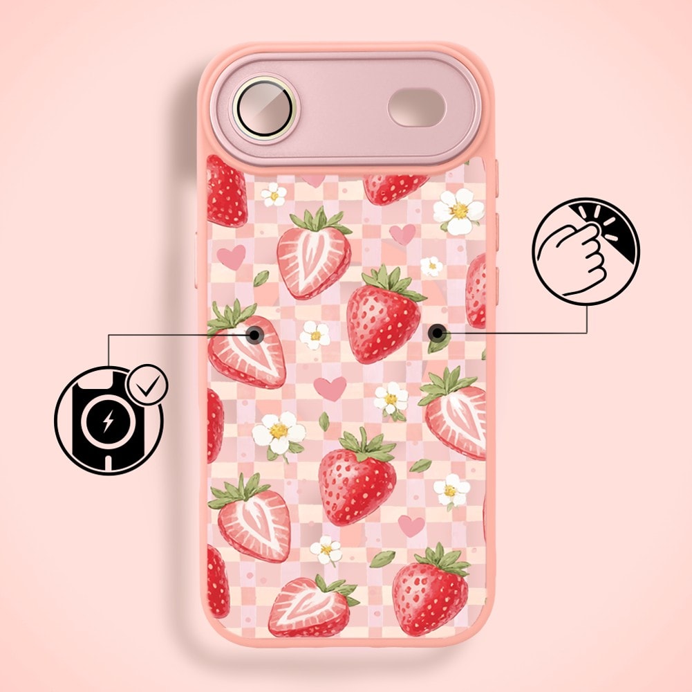 Etui do iPhone Air Color Flush z MagSafe, z osłoną aparatu, truskawkowy piknik, różowe (4)