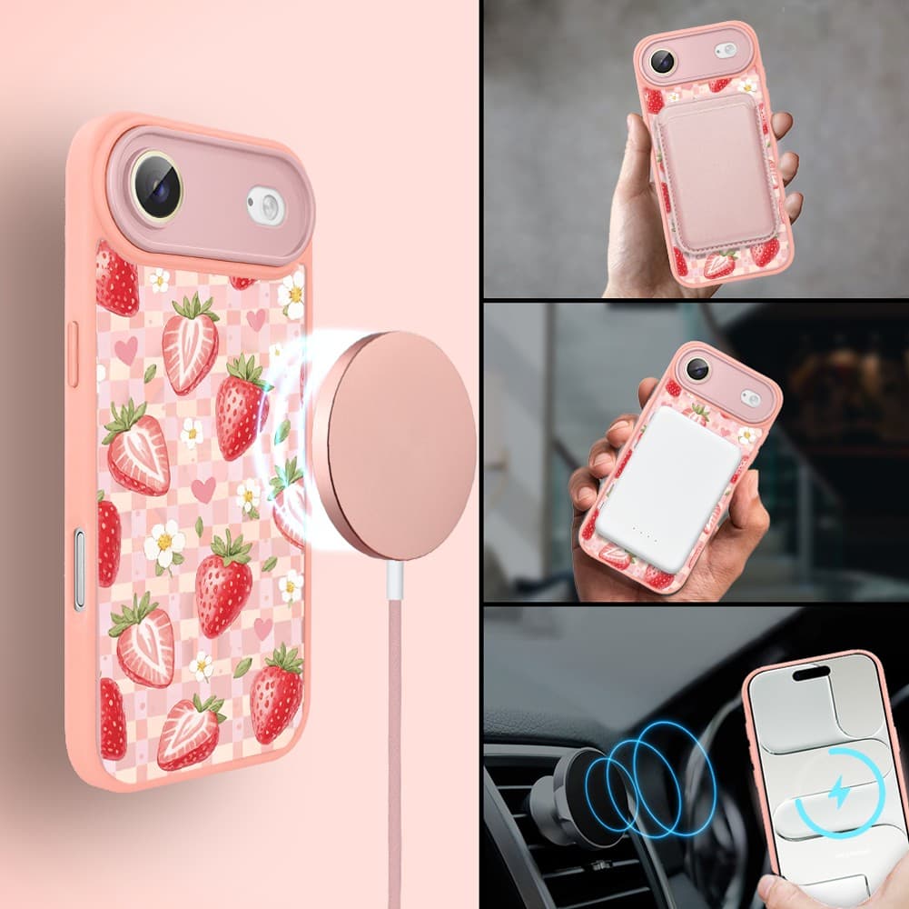 Etui do iPhone Air Color Flush z MagSafe, z osłoną aparatu, truskawkowy piknik, różowe (5)