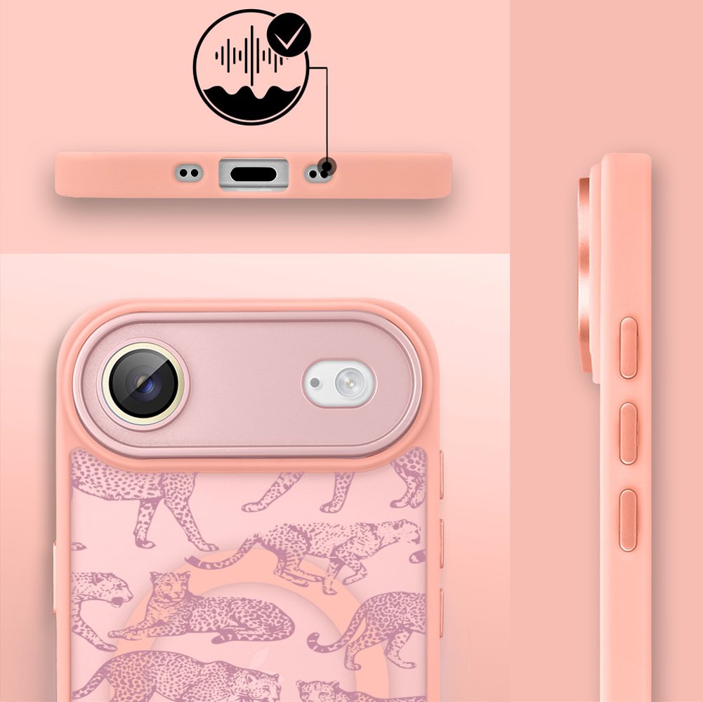 Etui do iPhone Air Color Flush z MagSafe, z osłoną aparatu, wesołe gepardy, różowe (6)