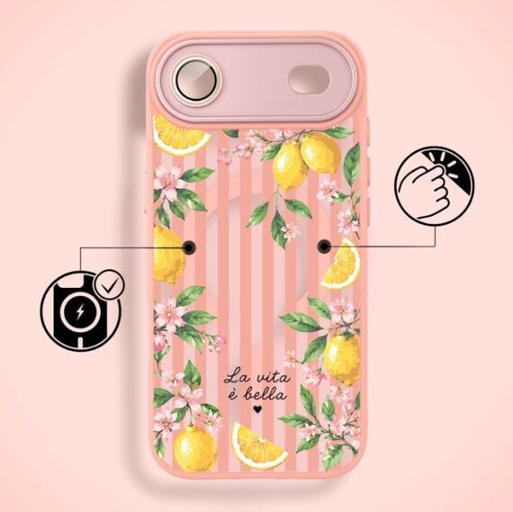 Etui do iPhone Air Color Flush z MagSafe, z osłoną aparatu, włoskie limone, różowe (5)
