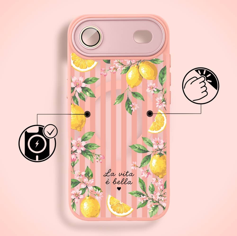 Etui do iPhone Air Color Flush z MagSafe, z osłoną aparatu, włoskie limone, różowe (5)