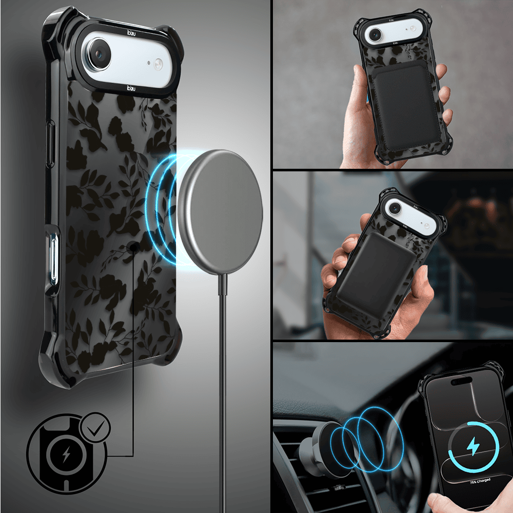Etui do iPhone Air IBIZU DropGuard Ultra z MagSafe, Midnight, Cienie liści, poprawne (1)