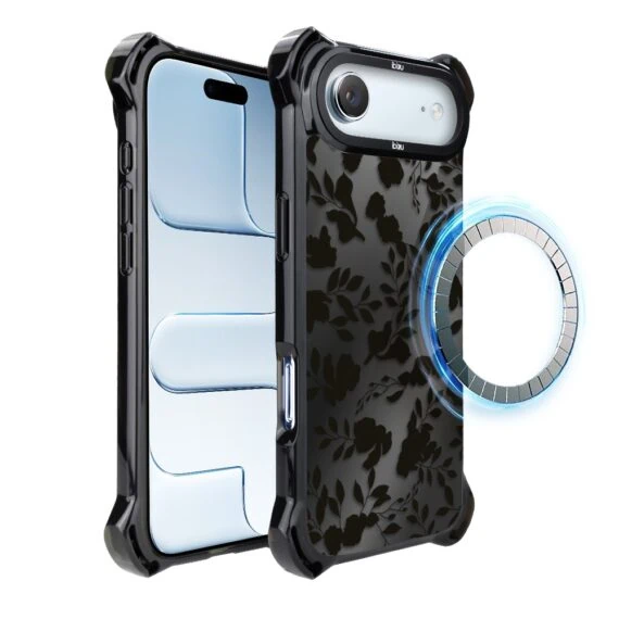 Etui do iPhone Air IBIZU DropGuard Ultra z MagSafe, Midnight, Cienie liści, poprawne (3)
