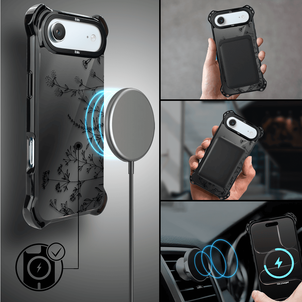 Etui do iPhone Air IBIZU DropGuard Ultra z MagSafe, Midnight, Dotyk kwiatów (1)