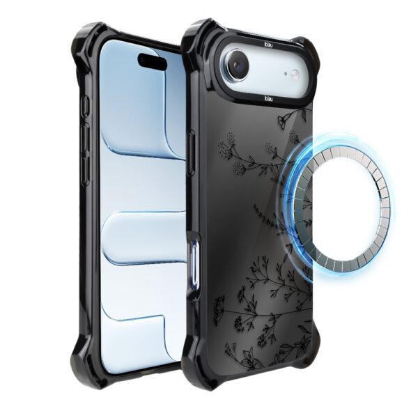 Etui do iPhone Air IBIZU DropGuard Ultra z MagSafe, Midnight, Dotyk kwiatów