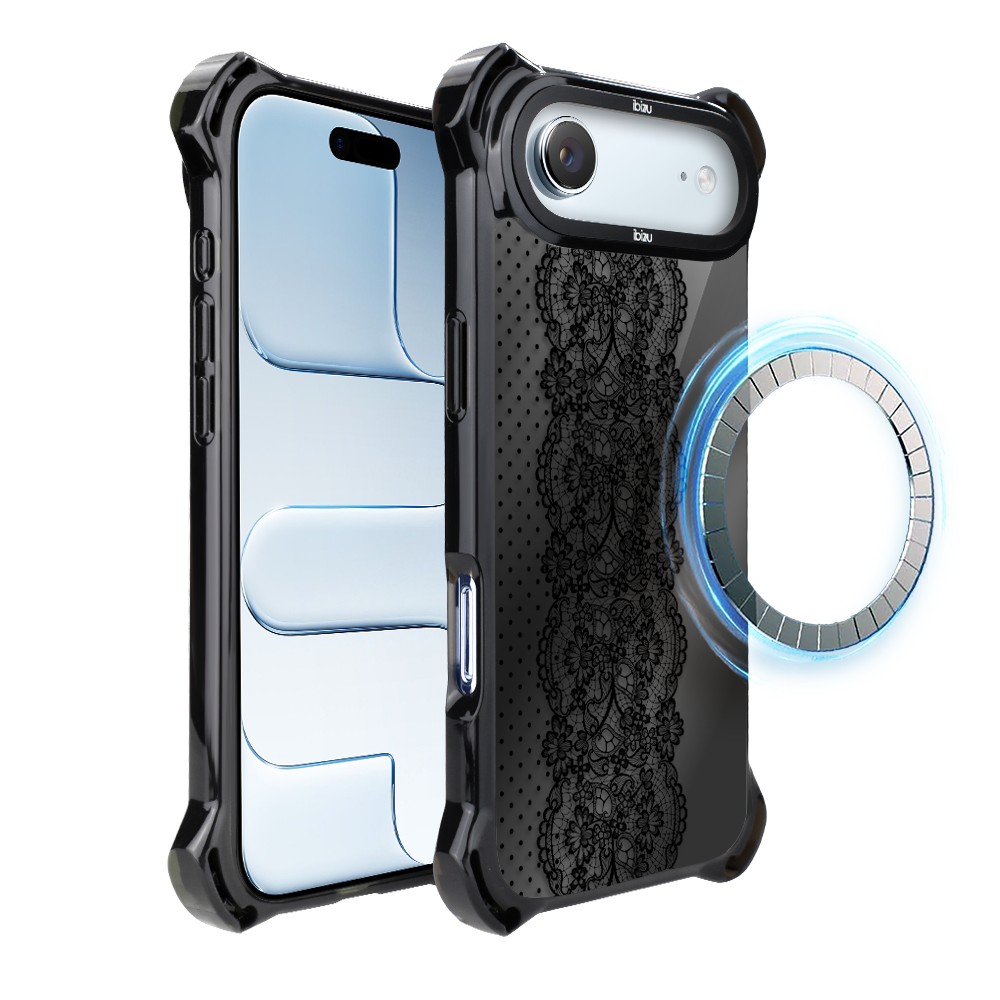 Etui do iPhone Air IBIZU DropGuard Ultra z MagSafe, Midnight, Ornamentowa koronka