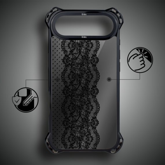 Etui do iPhone Air IBIZU DropGuard Ultra z MagSafe, Midnight, Ornamentowa koronka (8)