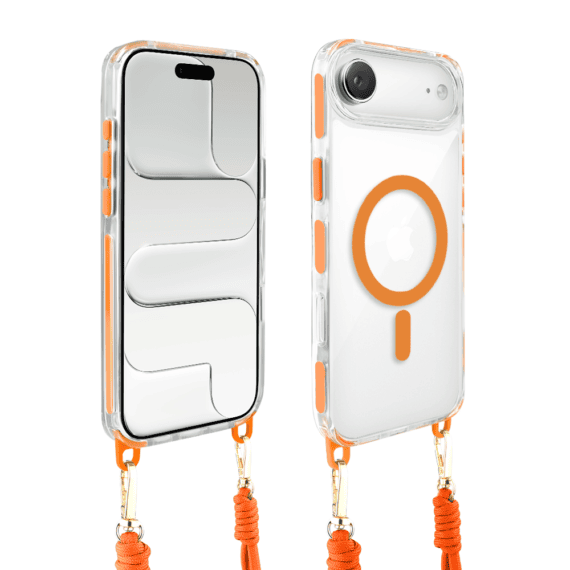 Etui do iPhone Air, MagSafe, ze smyczą, na ramię, crossbody, pomarańczowe (1)