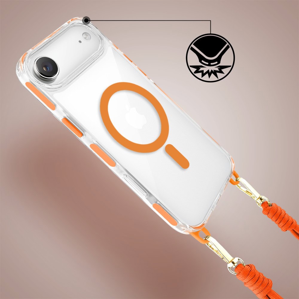 Etui do iPhone Air, MagSafe, ze smyczą, na ramię, crossbody, pomarańczowe (4)