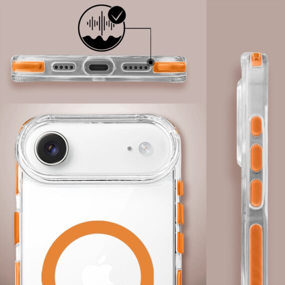 Etui do iPhone Air, MagSafe, ze smyczą, na ramię, crossbody, pomarańczowe (6)