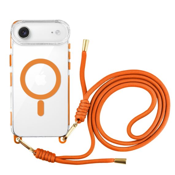 Etui do iPhone Air, MagSafe, ze smyczą, na ramię, crossbody, pomarańczowe (9)