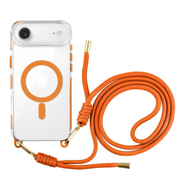 Etui do iPhone Air, MagSafe, ze smyczą, na ramię, crossbody, pomarańczowe