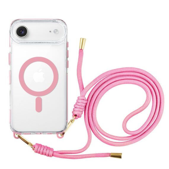 Etui do iPhone Air, MagSafe, ze smyczą, na ramię, crossbody, różowe (10)