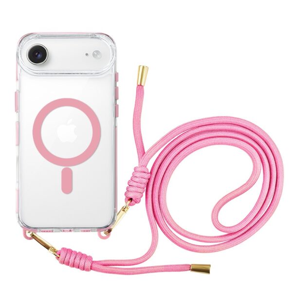 Etui do iPhone Air, MagSafe, ze smyczą, na ramię, crossbody, różowe