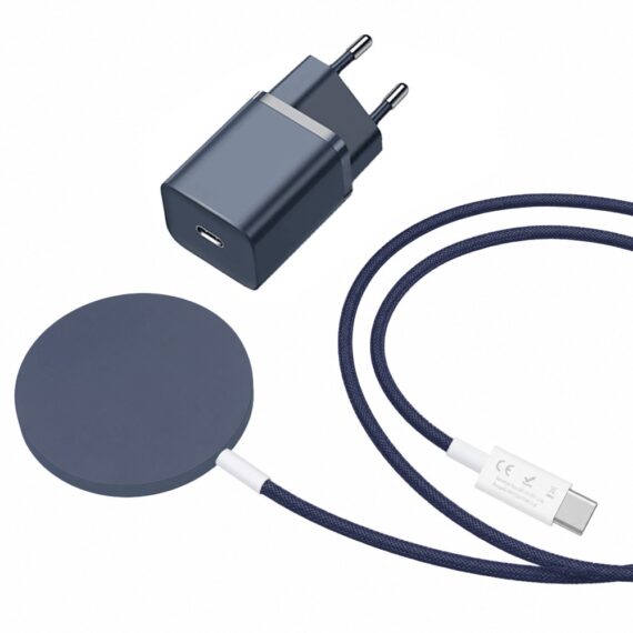 Granatowy zestaw ładowarka magnetyczna do MagSafe z ładowarką sieciową do szybkiego ładowania (2)