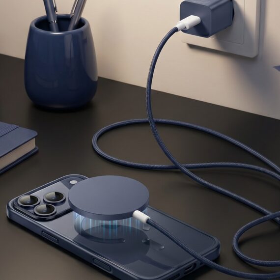 Granatowy zestaw ładowarka magnetyczna do MagSafe z ładowarką sieciową do szybkiego ładowania (9)