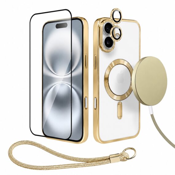 Perfect Match do iPhone 16 Plus - zestaw MagSafe Luxury + akcesoria, złoty (2)