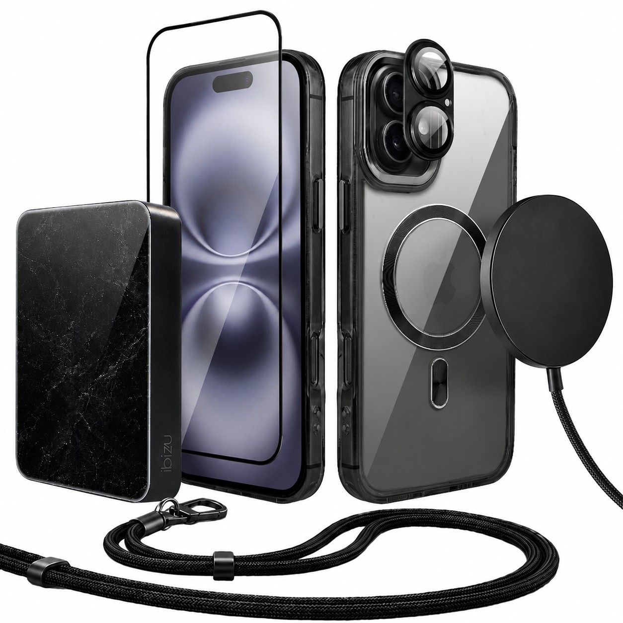 Perfect Match do iPhone 16 Plus – zestaw Super Hybrid + akcesoria, czarny