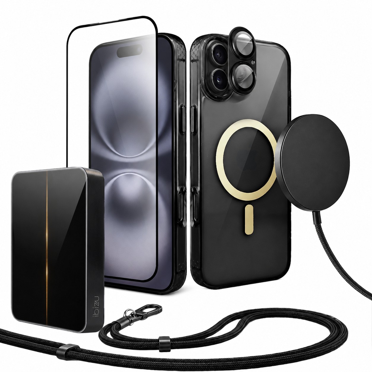 Perfect Match do iPhone 16 Plus – zestaw Golden Elite + akcesoria, czarny