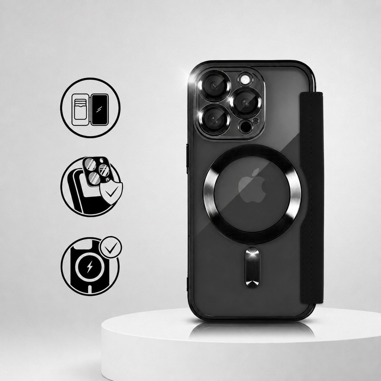 Perfect Match do iPhone 16 Pro Max - zestaw Book MagSafe Lens + akcesoria, czarny pop