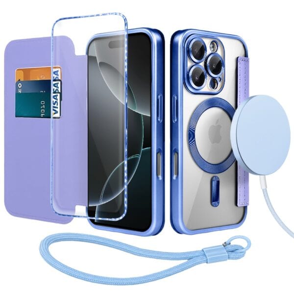 Perfect Match do iPhone 16 Pro Max – zestaw Book MagSafe Lens + akcesoria, niebieski