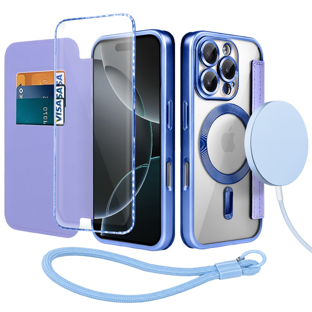 Perfect Match do iPhone 16 Pro – zestaw Book MagSafe Lens + akcesoria, niebieski