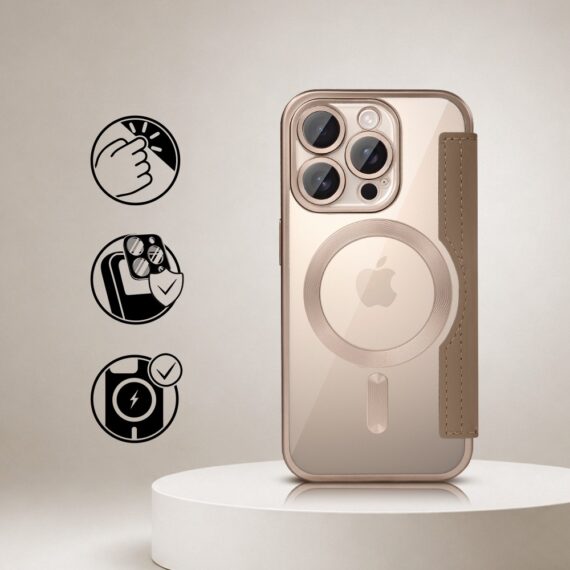Perfect Match do iPhone 16 Pro - zestaw Book MagSafe Lens + akcesoria, pustynny brąz (5)