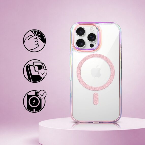 Perfect Match do iPhone 16 Pro - zestaw Glitter Crown + akcesoria, różowy (2)