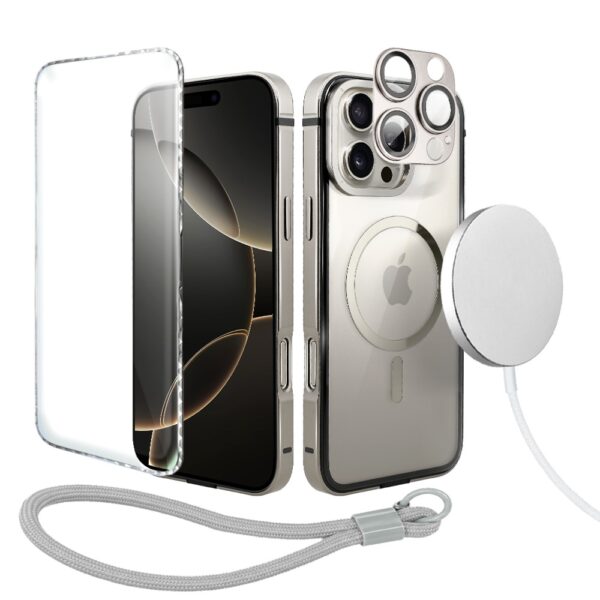 Perfect Match do iPhone 16 Pro Max – zestaw IBIZU Elite Skin + akcesoria, srebrny