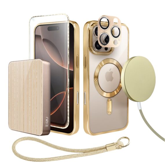 Perfect Match do iPhone 16 Pro - zestaw MagSafe Luxury + akcesoria, złoty pop (2)