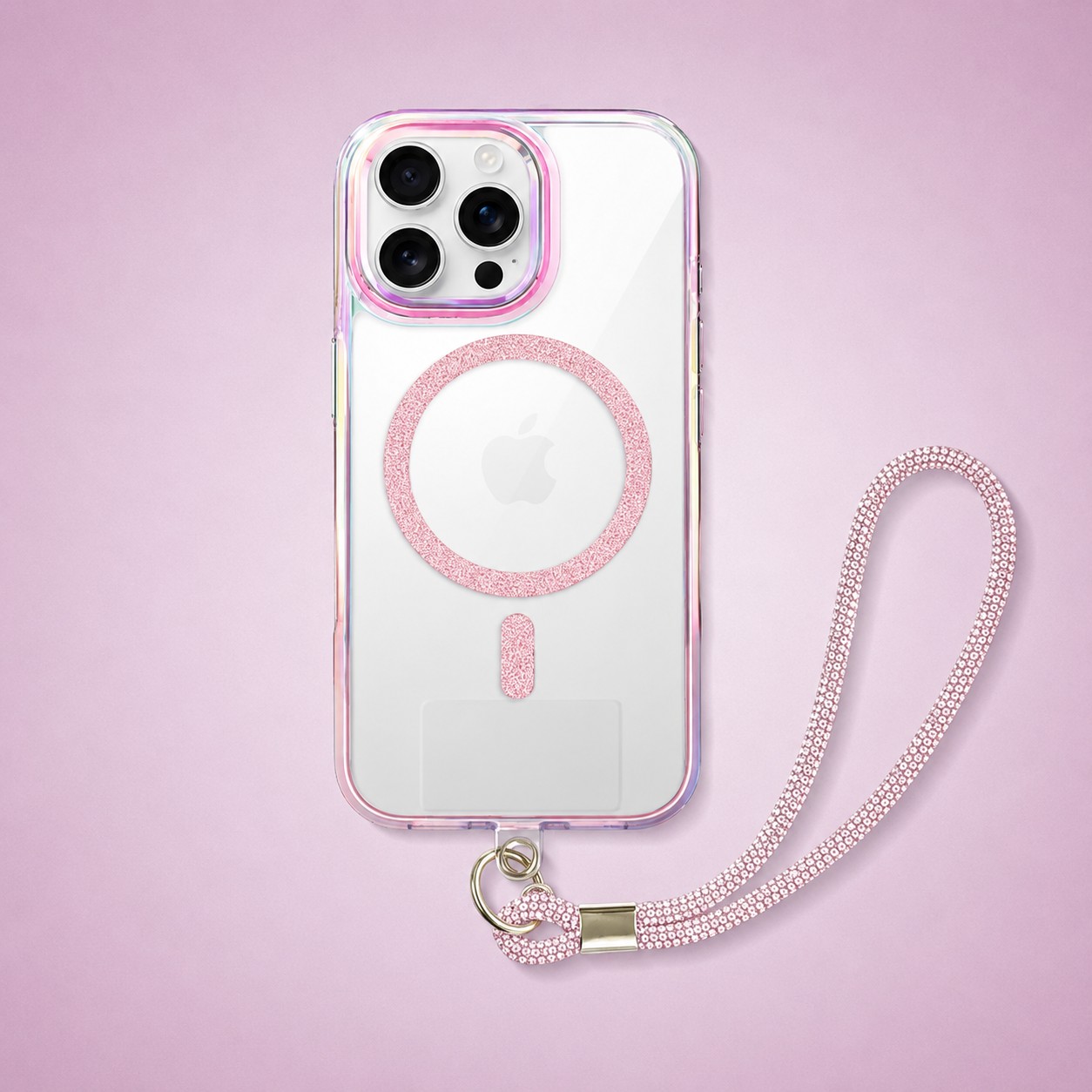 Perfect Match do iPhone 16 Pro – zestaw Glitter Crown + akcesoria, różowy pop4