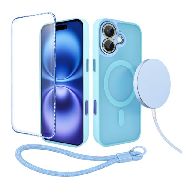 Perfect Match do iPhone 16 – zestaw Color Flush z MagSafe + akcesoria, niebieski