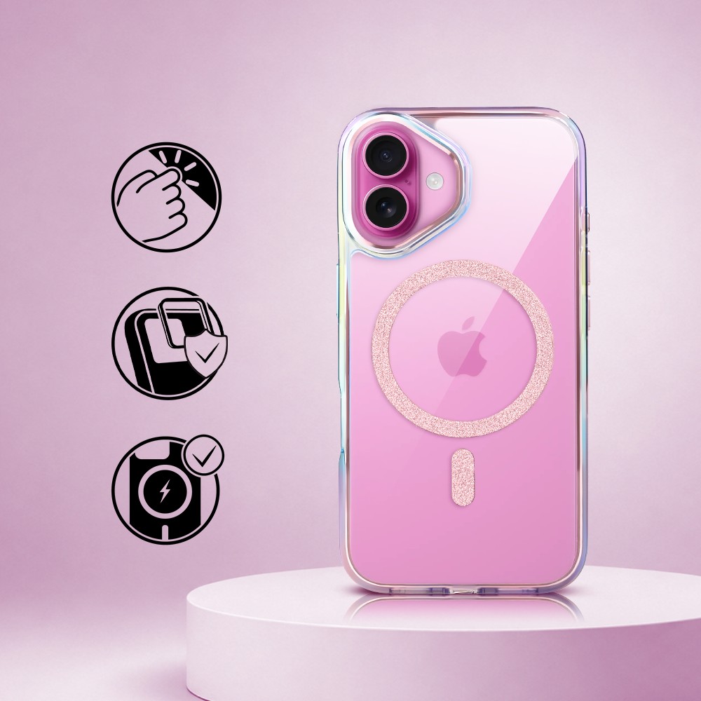 Perfect Match do iPhone 16 - zestaw Glitter Crown + akcesoria, różowy (2)