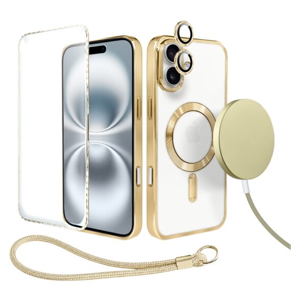 Perfect Match do iPhone 16 - zestaw MagSafe Luxury + akcesoria, złoty (2)