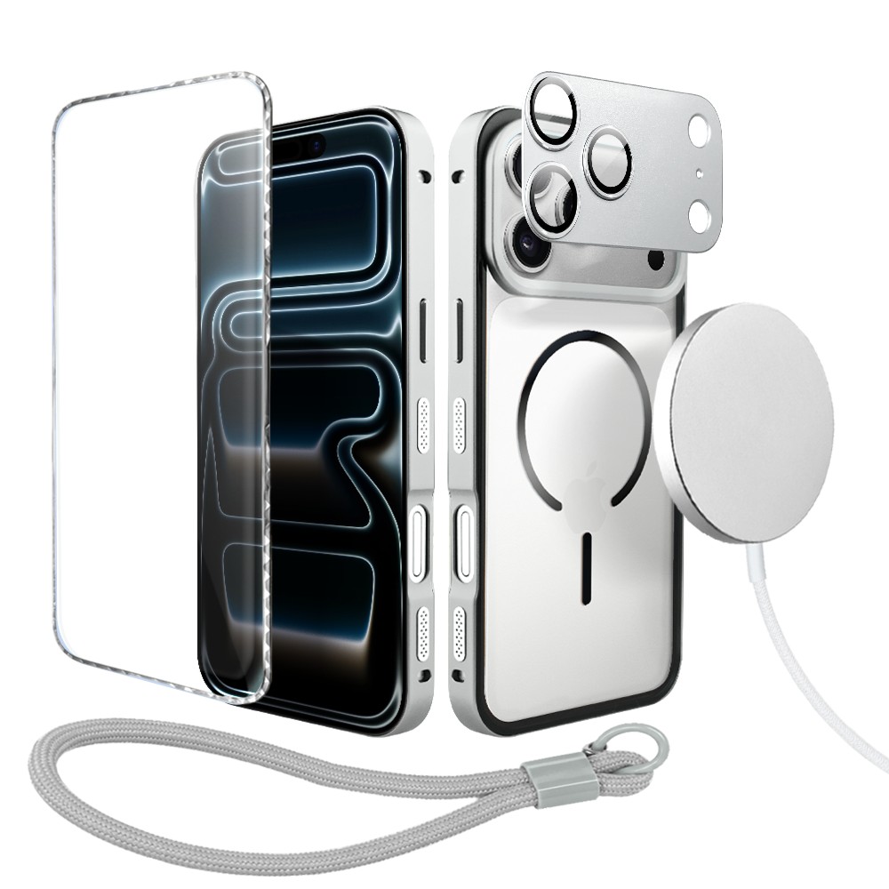 Perfect Match do iPhone 17 Pro Max – zestaw Metal Defender + akcesoria, srebrny