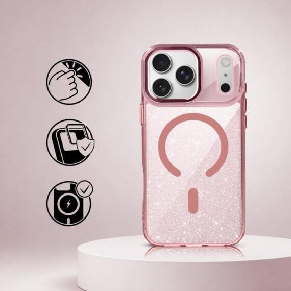 Perfect Match do iPhone 17 Pro - zestaw Super Hybrid Sparkle + akcesoria, różowy (2)