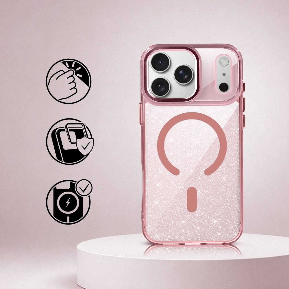 Perfect Match do iPhone 17 Pro - zestaw Super Hybrid Sparkle + akcesoria, różowy (2)